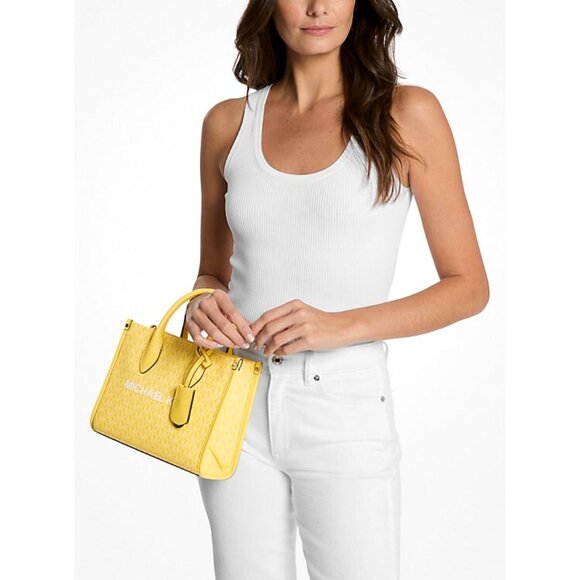 New Michael Kors Mirella Small Signature Logo Crossbody Bag Daisy Yellow - Picture 5 of 5